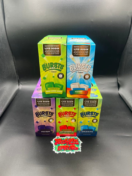 BURSTS 400 MG LIVE ROSIN EDIBLE GUMMIES BOXEs